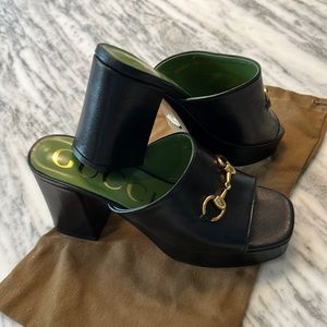Gucci Leather Platform Slides